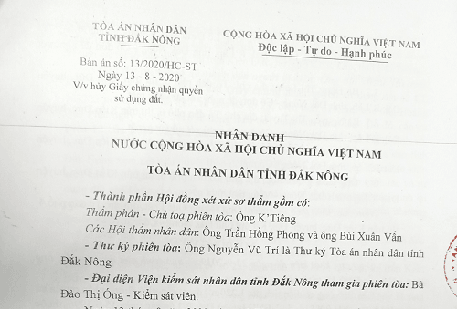 Vụ người dân thắng kiện Sở TN&MT Đắk Nông: Bản án Sơ thẩm thấu tình đạt lý