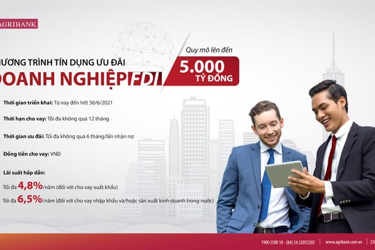 Agribank ưu tiên 70.000 tỷ đồng và 150 triệu USD cho các gói tín dụng ưu đãi dành riêng cho doanh nghiệp