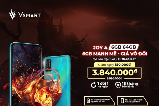 Vsmart Joy 4 có thêm bản 6GB RAM giá tốt nhất phân khúc