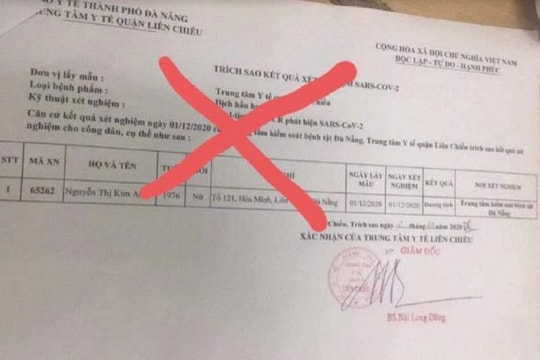Đà Nẵng: Xử phạt người đăng tải kết quả xét nghiệm Covid-19 không đúng sự thật

