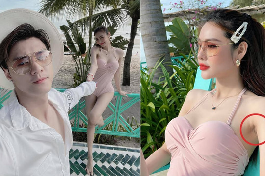 Đi du lịch cùng Lâm Vinh Hải, Linh Chi khoe dáng gợi cảm nhưng bị lộ vùng nách nhăn nheo
