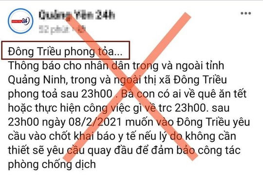 Tin phong tỏa thị xã Đông Triều là không chính xác