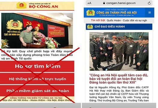 Truy tố 2 bị can giả mạo Cổng thông tin điện tử Công an TP Hà Nội
