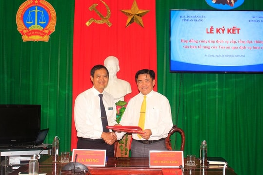 TAND tỉnh An Giang ký kết hợp đồng cung ứng dịch vụ cấp, tống đạt, thông báo văn bản tố tụng