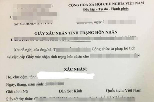 Làm giả giấy xác nhận hôn nhân để lấy vợ mới