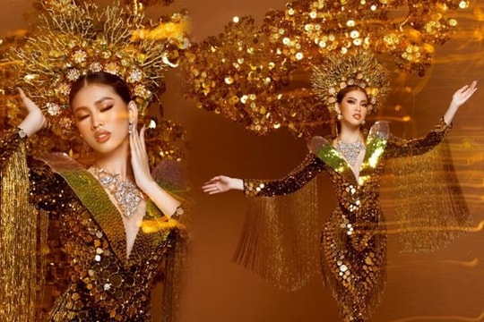 Cận cảnh bộ trang phục dân tộc nặng 30 kg của Ngọc Thảo tại Miss Grand International