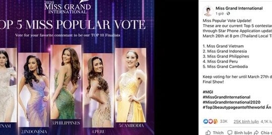 Á hậu Ngọc Thảo vươn lên đứng đầu BXH trước chung kết Miss Grand 2020