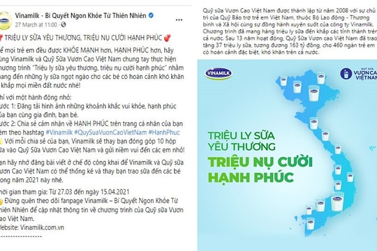 Vinamilk khởi động hành trình “Triệu ly sữa yêu thương, triệu nụ cười hạnh phúc”