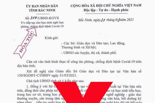 Bắc Ninh: Truy tìm người giả mạo văn bản cho học sinh nghỉ học từ 1/4