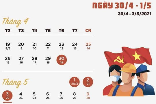 Giỗ Tổ Hùng Vương và dịp lễ 30/4, 1/5 năm nay được nghỉ mấy ngày?