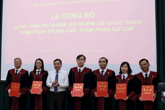 Công bố quyết định bổ nhiệm, bổ nhiệm lại thẩm phán trung cấp, thẩm phán sơ cấp