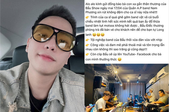 Quân A.P bị tố không tôn trọng ban nhạc, thiếu chuyên nghiệp