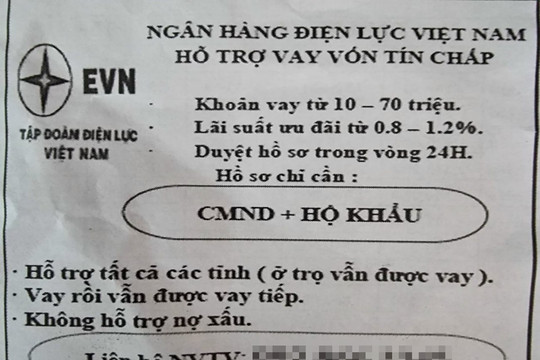 EVN cảnh báo bị giả mạo thương hiệu để cho vay tín chấp
