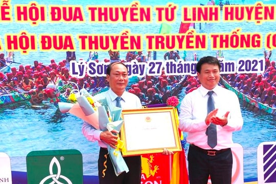 Lễ hội đua thuyền tứ linh Lý Sơn được công nhận di sản văn hóa phi vật thể Quốc gia
