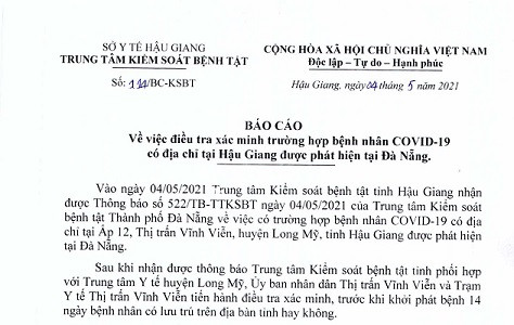 Trước khi xét nghiệm dương tính với SARS-COV-2, bệnh nhân BN2989 từng đến Kiên Giang