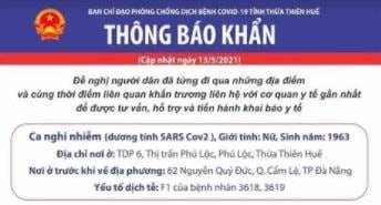 TT-Huế khẩn trương truy vết F1 sau khi phát hiện ca nghi mắc Covid-19