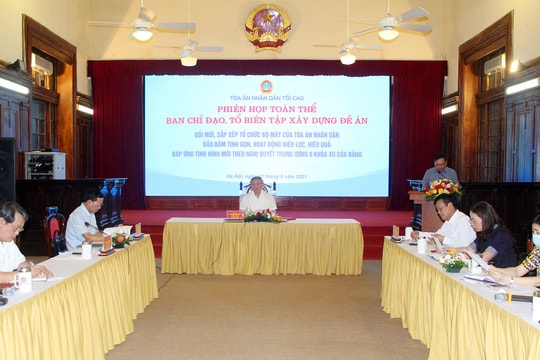 Họp Ban chỉ đạo, Tổ biên tập xây dựng Đề án đổi mới, sắp xếp tổ chức bộ máy của TAND