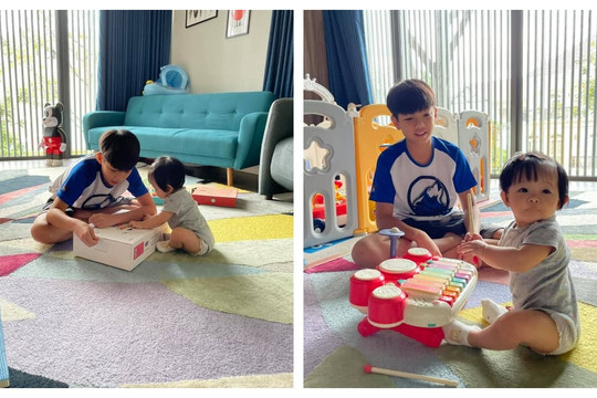 Cường Đô La kỉ niệm 1/6 đầu tiên của hai 'cục vàng', khoảnh khắc Subeo chơi với em gái mới 'đốn tim' làm sao