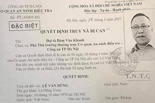 Công an Hà Nội truy nã Lê Dũng Vova