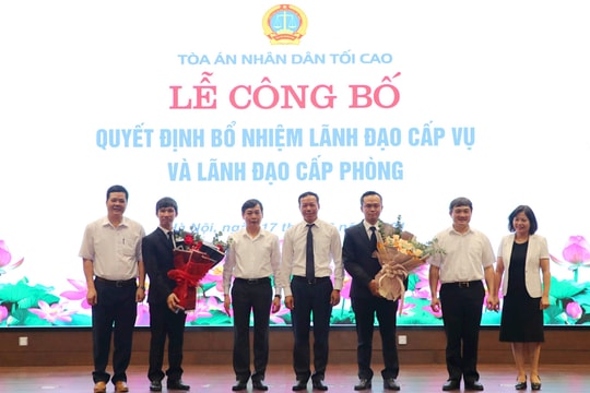 Bổ nhiệm lãnh đạo cấp Vụ và lãnh đạo cấp phòng Vụ Tổng hợp TANDTC