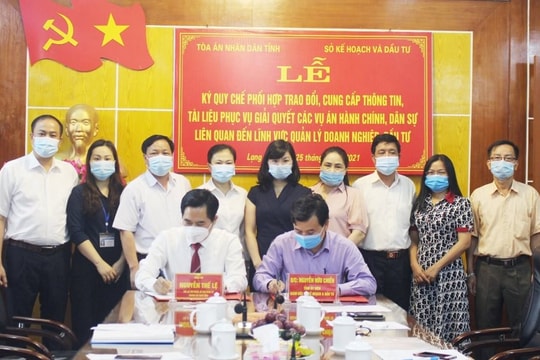 TAND tỉnh Lạng Sơn và Sở Kế hoạch và Đầu tư ký Quy chế phối hợp