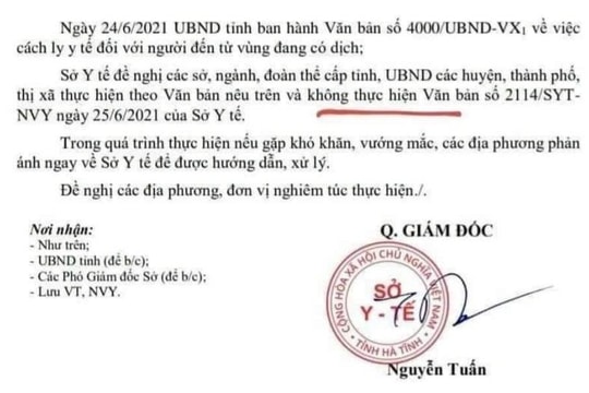 Hà Tĩnh kiểm điểm lãnh đạo Sở ra văn bản “không tiếp nhận người đến từ TP Vinh”