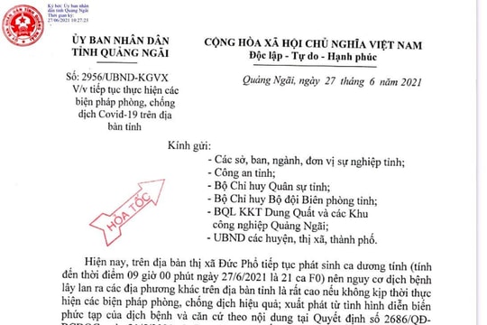 Quảng Ngãi: Thực hiện việc cách ly y tế toàn thị xã Đức Phổ