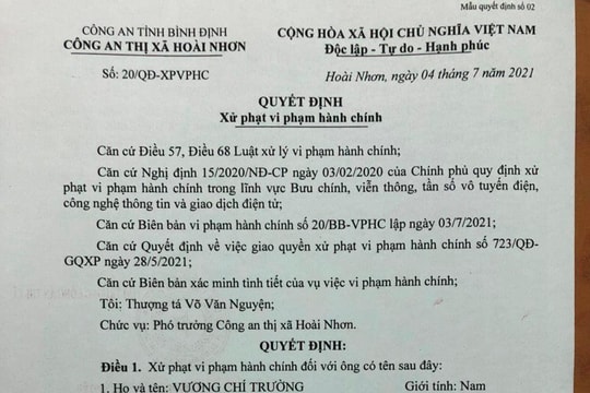 Bình Định: Phạt thanh niên đăng sai sự thật trên Facebook 12,5 triệu đồng