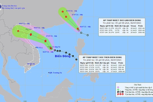 Bắc Bộ mưa dông diện rộng, áp thấp nhiệt đới có thể mạnh lên thành bão