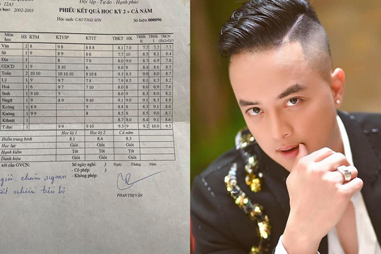 Cao Thái Sơn khoe thành tích học tập khi còn ngồi trên ghế nhà trường với điểm số cao 'ngất ngưởng'