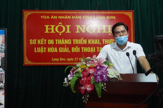 TAND tỉnh Lạng Sơn sơ kết 6 tháng thực hiện Luật Hòa giải, đối thoại tại Tòa án