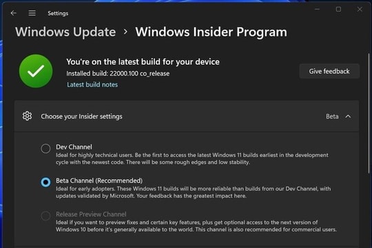 Microsoft phát hành Windows 11 Beta