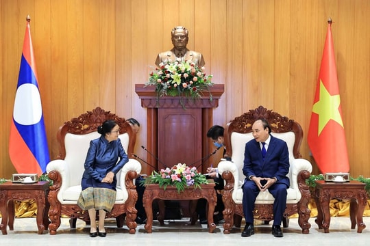 Chủ tịch nước Nguyễn Xuân Phúc tiếp kiến các Phó Chủ tịch nước Lào