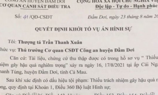 Cà Mau: Khởi tố vụ án làm lây lan dịch bệnh tại huyện Đầm Dơi
