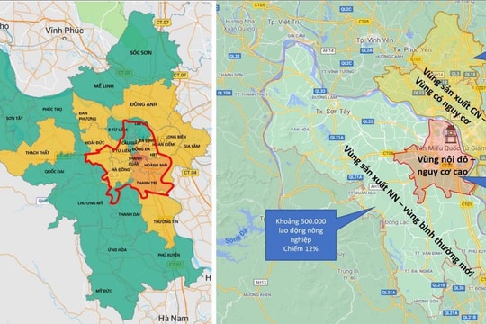 Hà Nội thông tin chính thức các vùng “đỏ, cam, vàng”