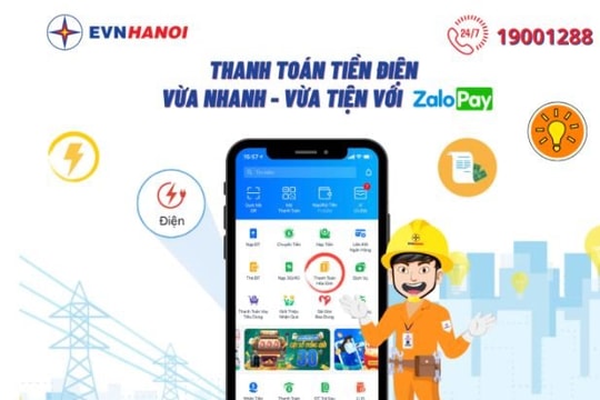 EVNHANOI phối hợp cùng ZaloPay cung cấp tính năng thanh toán hóa đơn điện