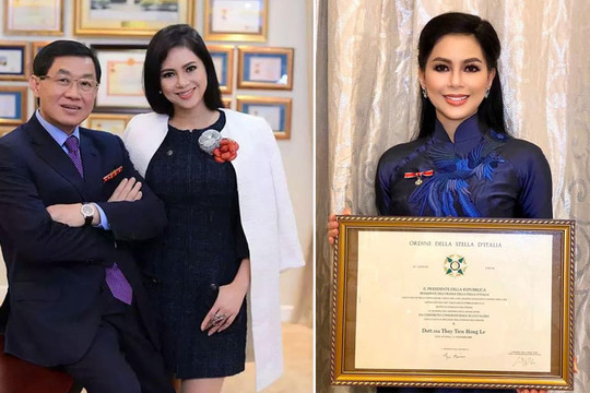 Đại diện tập đoàn của gia đình nhận tước hiệu Hiệp sĩ do Tổng thống Cộng hòa Italy trao tặng, nhan sắc của mẹ chồng Hà Tăng gây sốt