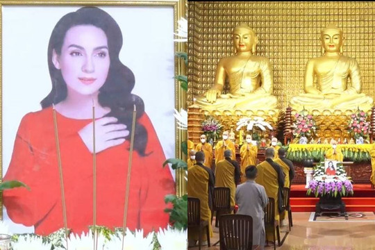 Xót xa di ảnh của Phi Nhung tại Lễ tưởng niệm và cầu siêu tại chùa, sư phụ tiết lộ lí do cố ca sĩ không tiêm vaccine