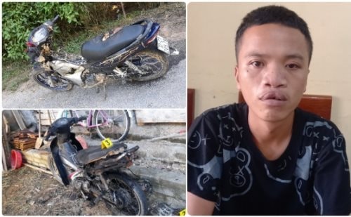 Mâu thuẫn với hàng xóm, thanh niên dùng rơm đốt xe máy cho bõ tức