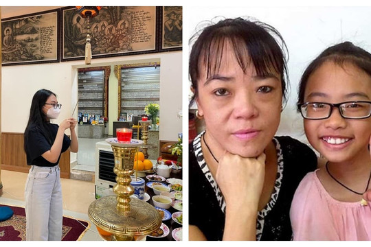 Phương Mỹ Chi diện đồ kín đáo, buồn bã đến cúng 49 ngày của cô út