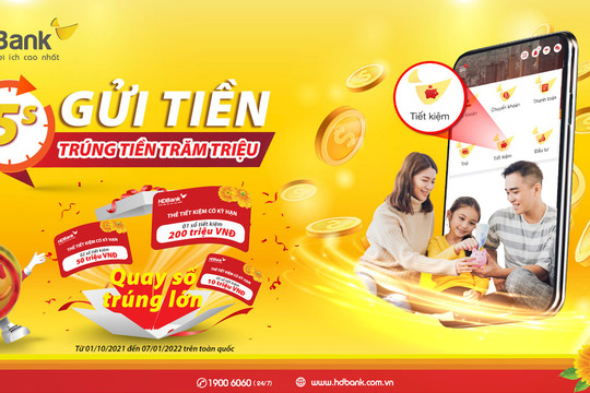5 giây gửi tiền tiết kiệm online, cơ hội trúng thưởng lớn