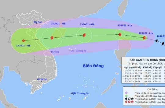 Bão Kompasu giật cấp 11, di chuyển nhanh và mạnh thêm khi vào Biển Đông