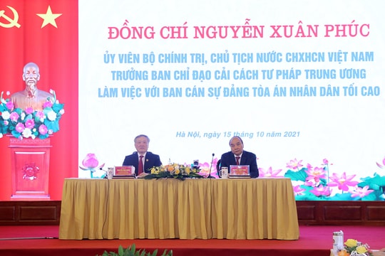 Chủ tịch nước Nguyễn Xuân Phúc: Công tác cải cách tư pháp của Tòa án có vai trò quyết định