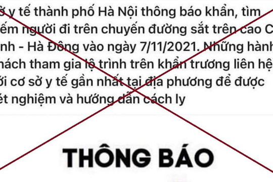 CDC Hà Nội: Thông báo khẩn tìm người đi tàu Cát Linh - Hà Đông là sai sự thật