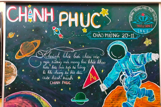 Những bức ký hoạ trên bảng tri ân thầy cô ngày nhà giáo

