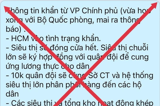  "TPHCM vào tình trạng khẩn" là thông tin bịa đặt