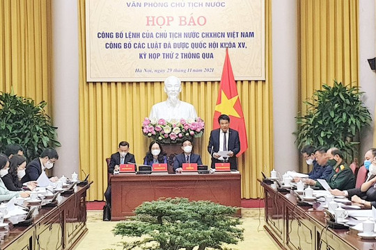 Công bố Lệnh của Chủ tịch nước về 2 luật vừa được Quốc hội thông qua