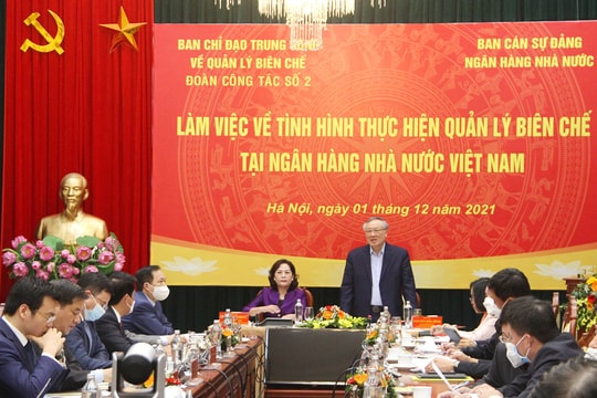 Đoàn công tác của Ban Chỉ đạo Trung ương về quản lý biên chế làm việc với NHNN