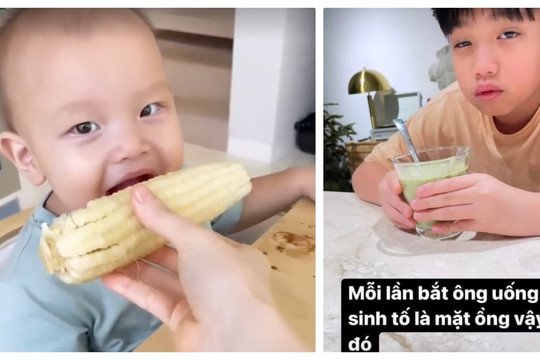 Hà Hồ bật cười vì nết ăn trái ngược của 2 con: Anh cả nhăn nhó thử món mới, nhóc ú quyết ăn sạch sành sanh