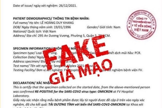 Thông tin "phát hiện người nhiễm biến chủng Omicron" ở TP.HCM là tin giả